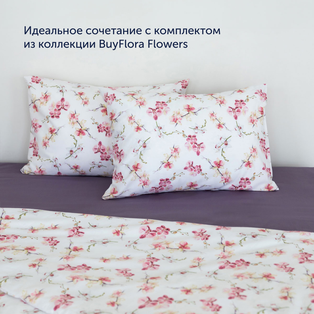 Простыня на резинке buyson BuyFlora Flowers хлопковый сатин 140x200 - фото 9