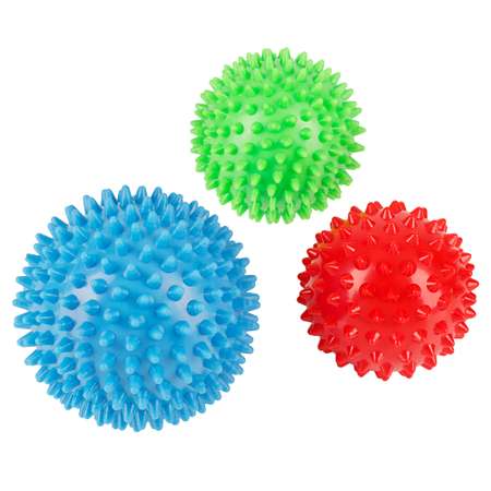 Комплект из 3 массажных мячей STRONG BODY жестких с игольчатой поверхностью: 6.5 см 7.5 см 8.5 см