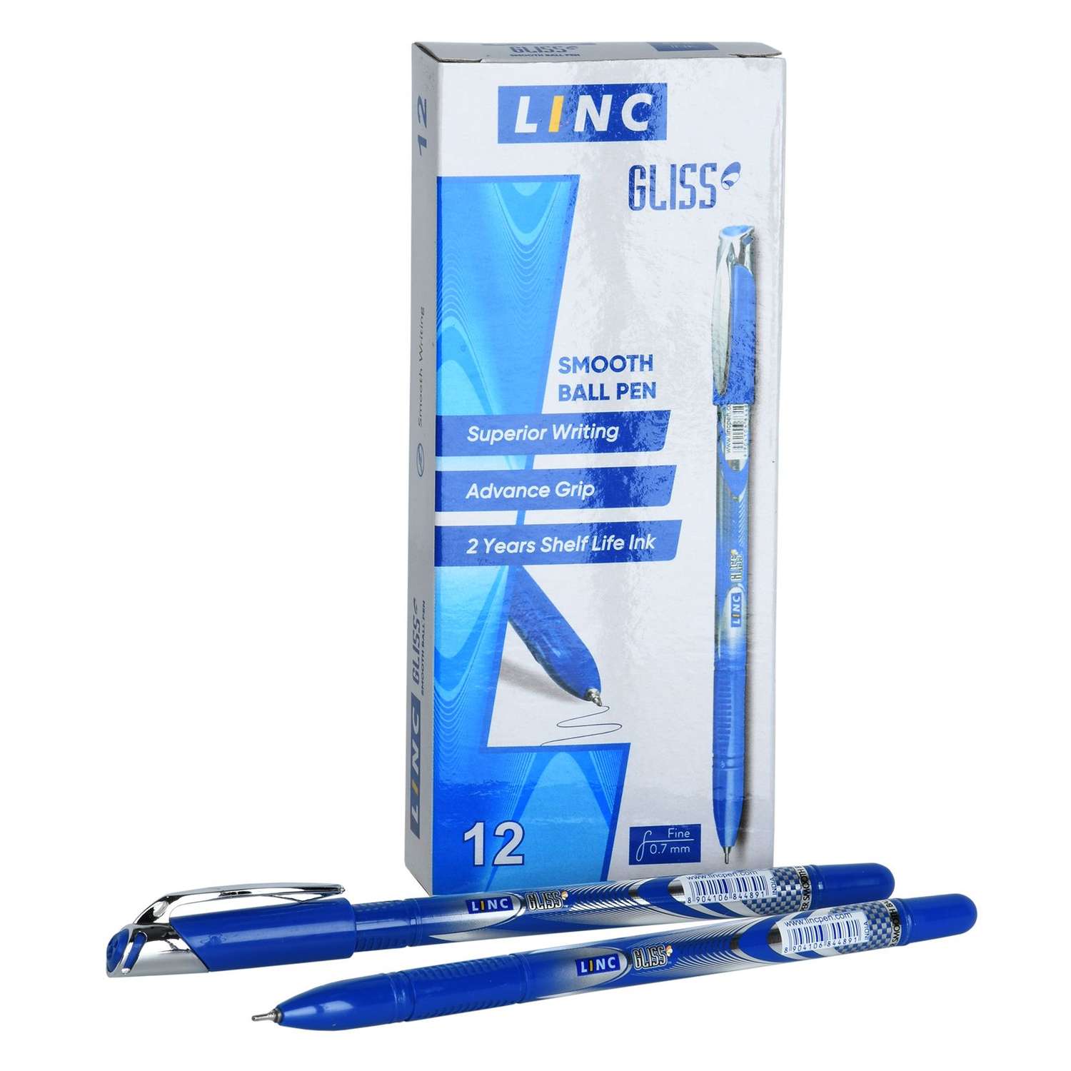 Ручки LINC шариковые GLISS синие чернила 12 штук - фото 1