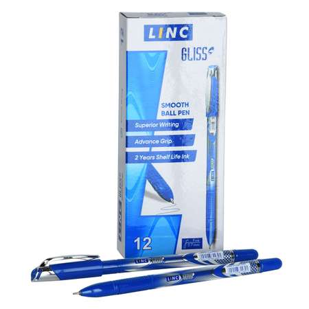 Ручки LINC шариковые GLISS синие чернила 12 штук