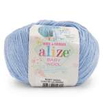 Пряжа для вязания Alize baby wool бамбук шерсть акрил мягкая 50 гр 175 м 40 голубой 10 мотков