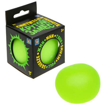 Мяч антистресс для рук Крутой замес 1TOY шар зелёный светится в темноте жмякалка мялка тянучка 6 см 1 шт