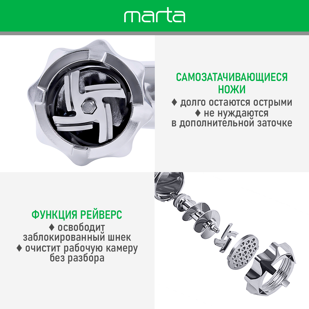 Мясорубка MARTA MT-MG2027B белый/розовый - фото 7