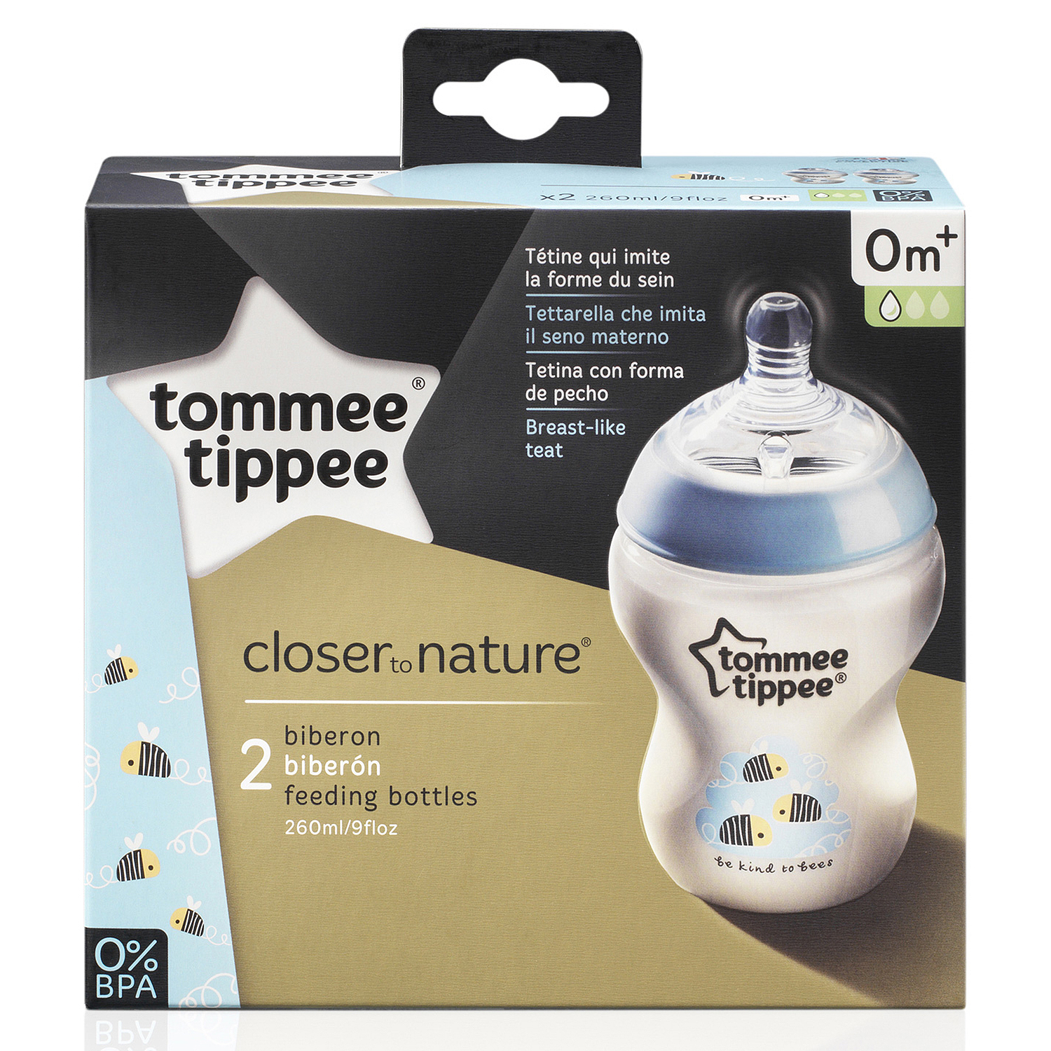 Бутылочки Tommee tippee с антиколиковым клапаном медленный поток 2 шт 260 мл Голубые - фото 2