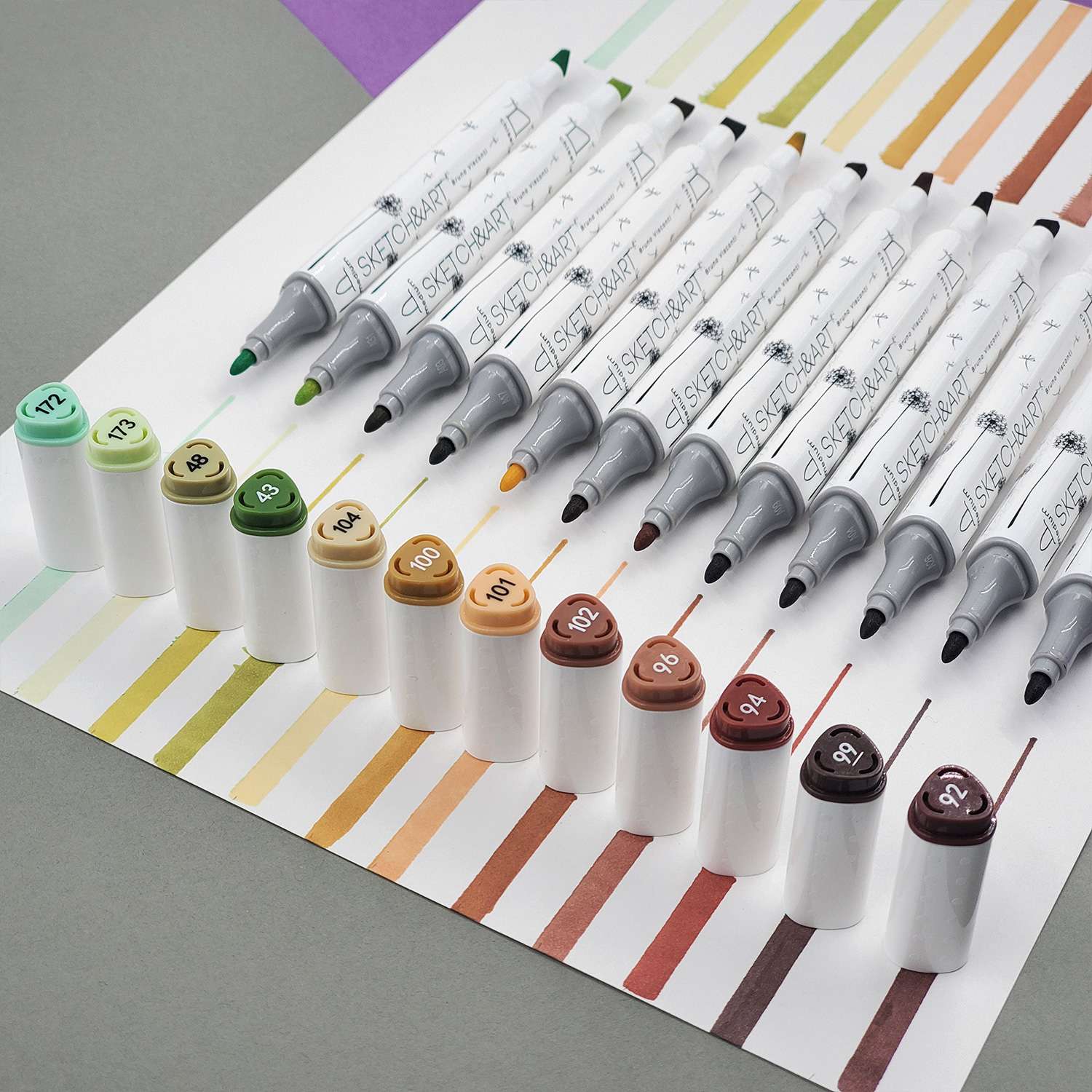 Набор скетч-маркеров Bruno Visconti Sketch Art двусторонние Мега 60 цветов в пластиковом пенале - фото 9
