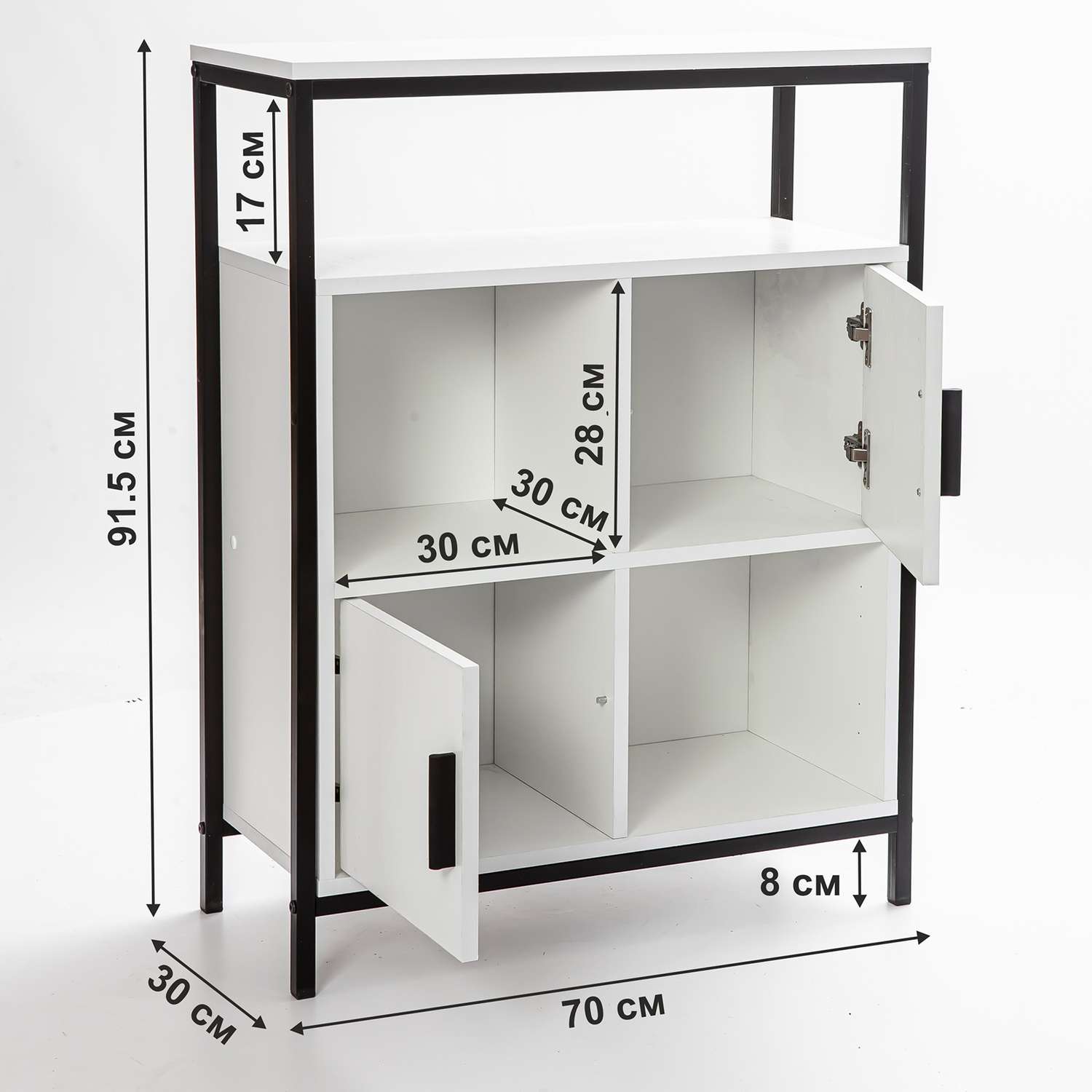 Шкаф комод LETTA Frame Белое тиснение Черный металл 700х910(h)х300 - фото 10