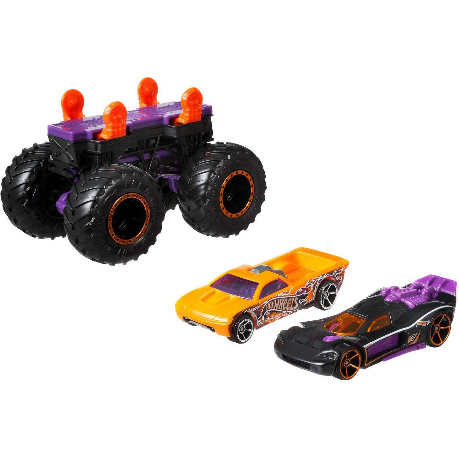 Набор Hot Wheels Monster Trucks Монстр-мейкер с 2машинками и шасси Фиолетовый GWW16 GWW13 - фото 1