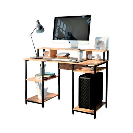 Стол компьютерный письменный WoodSteel в стиле лофт Chicago с подставкой 120x55x73 см чёрный