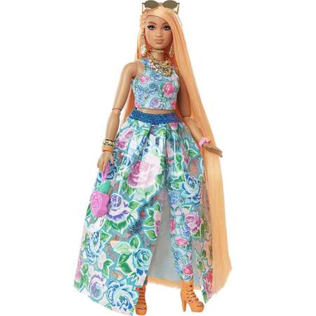 Кукла Barbie Экстра в синем платье HHN14