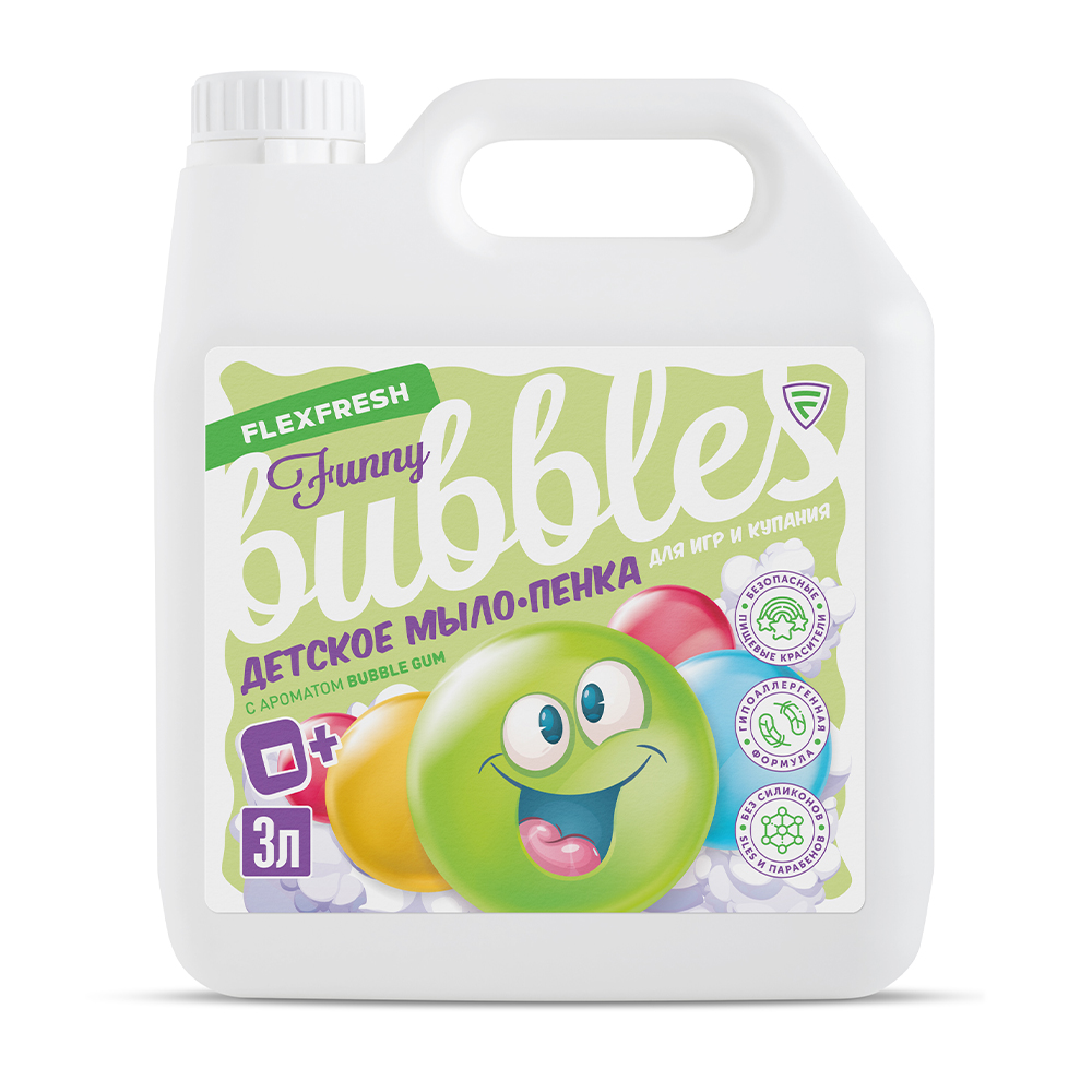 Мыло-пенка детская цветная Flexfresh для купания и игр с ароматом bubble gum 3 л - фото 1