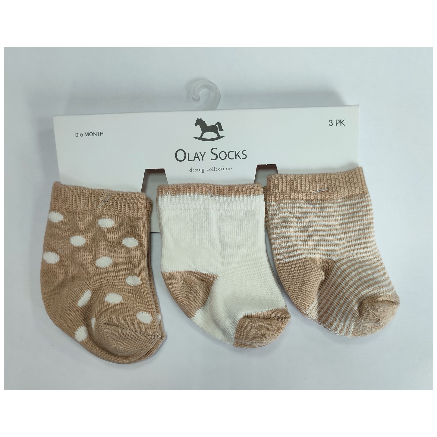 Носки 3 пары Olay Socks 02-MB0016-52/капучино/молочный/горох/полоска - фото 1