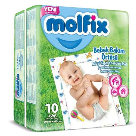 Пеленки одноразовые для детей Molfix 60х60 см 10 штук в упаковке