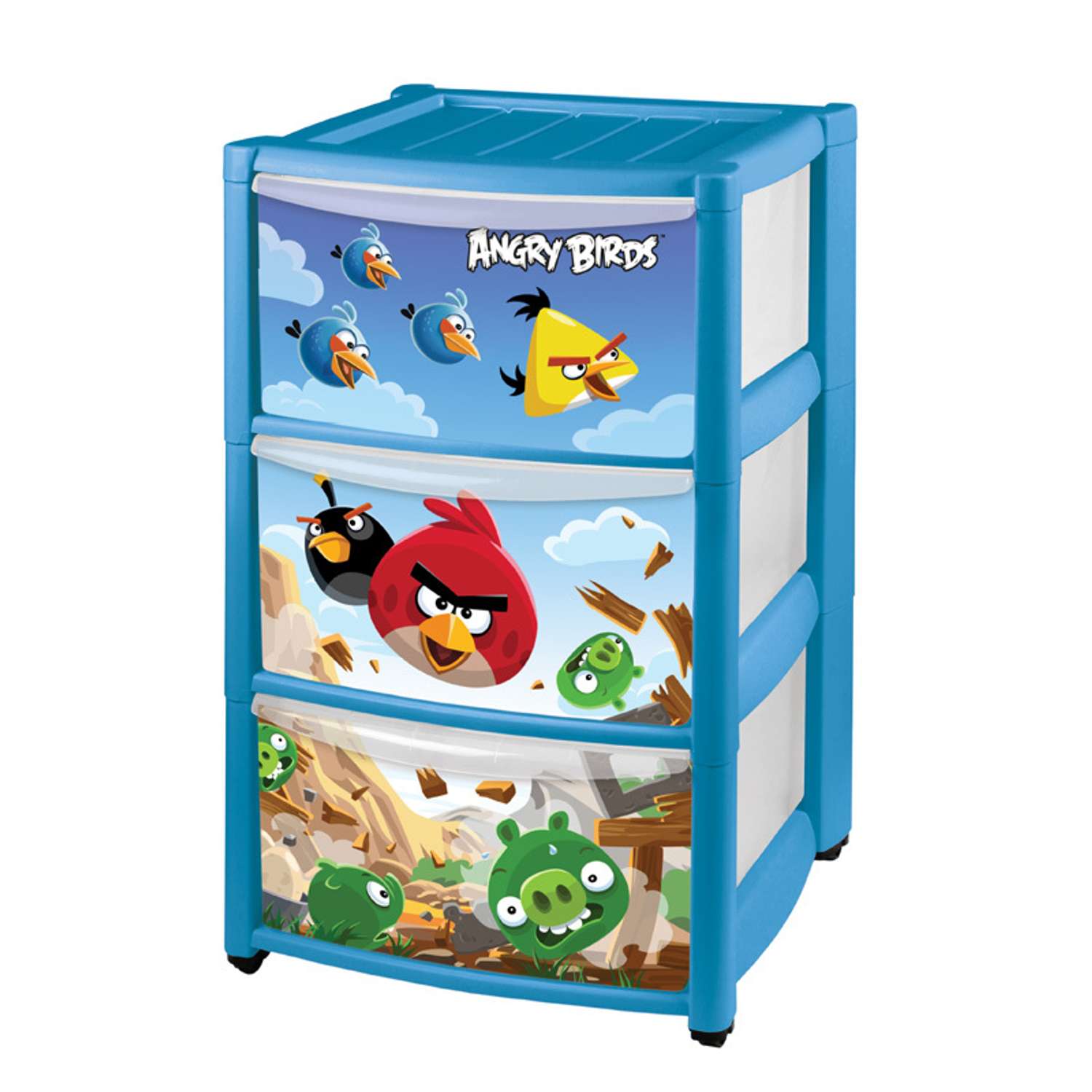 Комод Пластишка на колесах с аппликацией Angry Birds (3 ящика) в ассортименте - фото 2