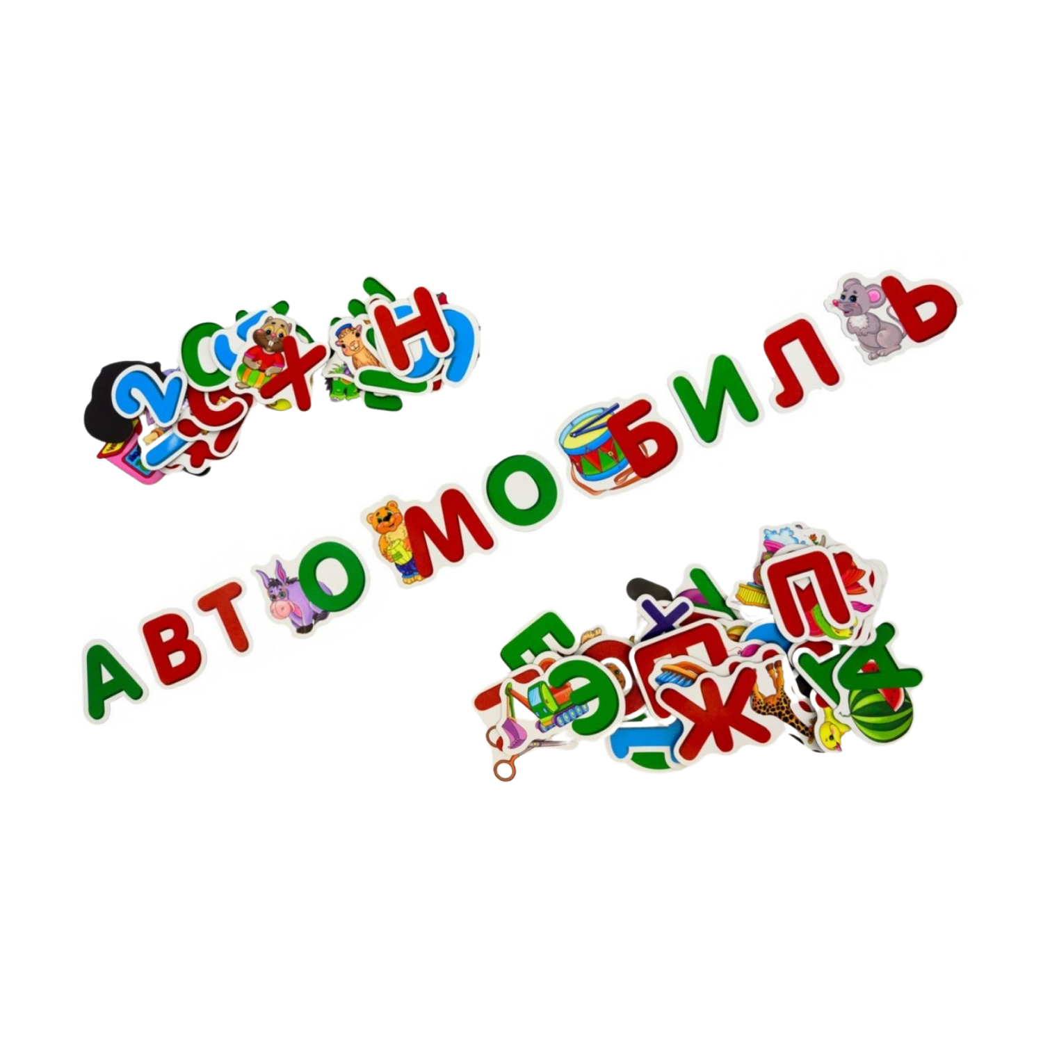 Магнитный набор Анданте Иллюстрированная азбука: буквы цифры и знаки 69 элементов - фото 3