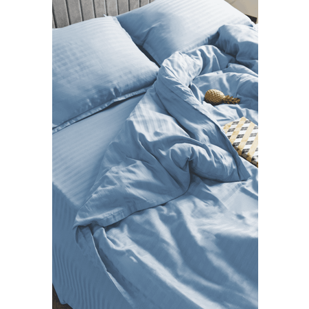 Комплект постельного белья LELIT 2-х спальный 100% страйп-сатин 145гр/м2 голубой