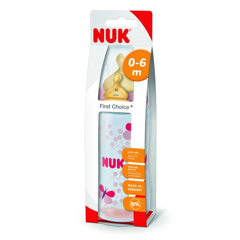 Бутылочка Nuk First Choice Plus с рисунком 300мл Прозрачный-Розовый - фото 2