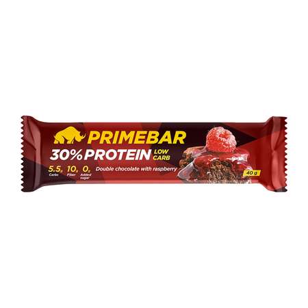 Батончик протеиновый Primebar Low Carb двойной шоколад с малиной 40г*12шт