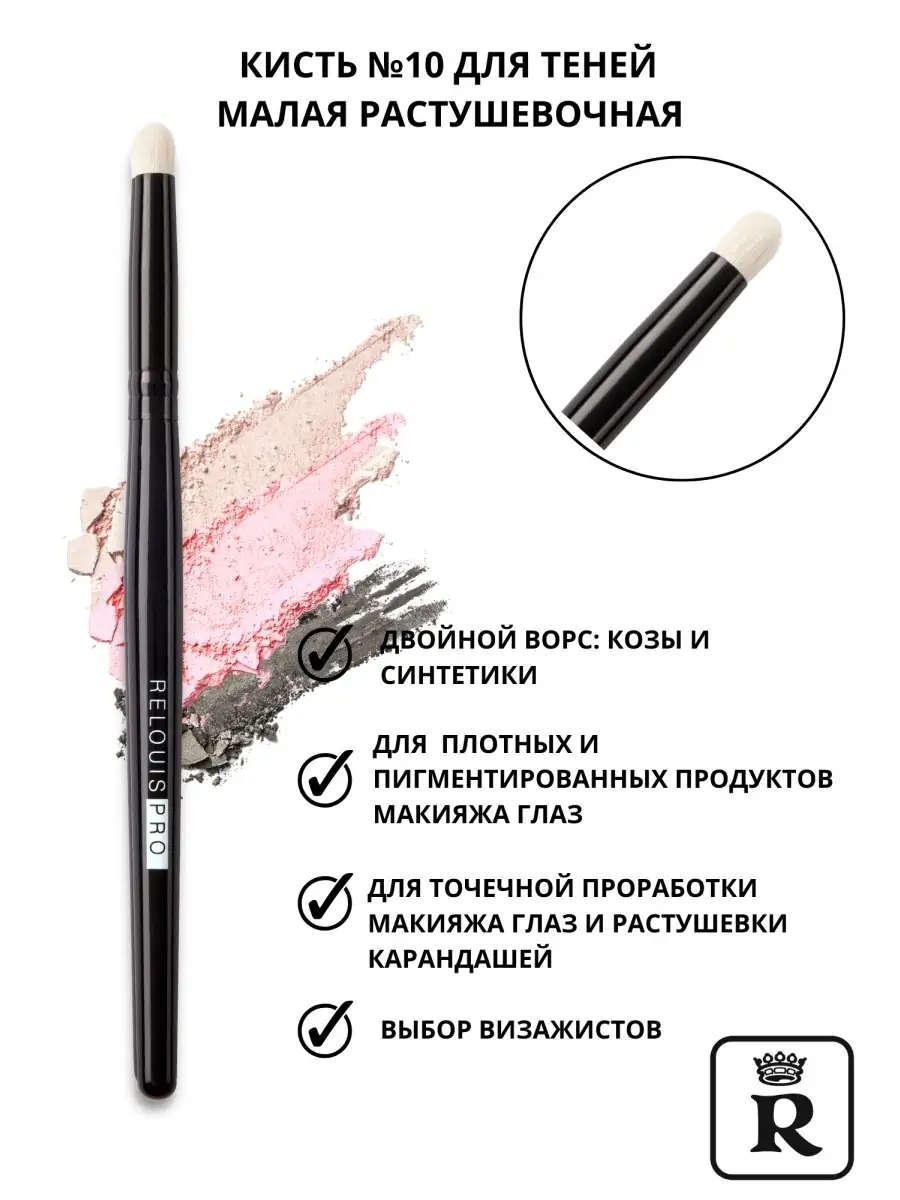 Кисть для теней №10 RELOUIS Малая растушевочная PRO BLENDING BRUSH