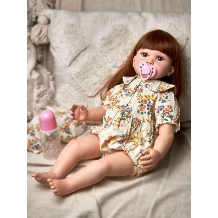 Кукла Реборн Soul Sister виниловая с мягким телом с комплектом одежды и пустышкой пупс для ребенка 60 см