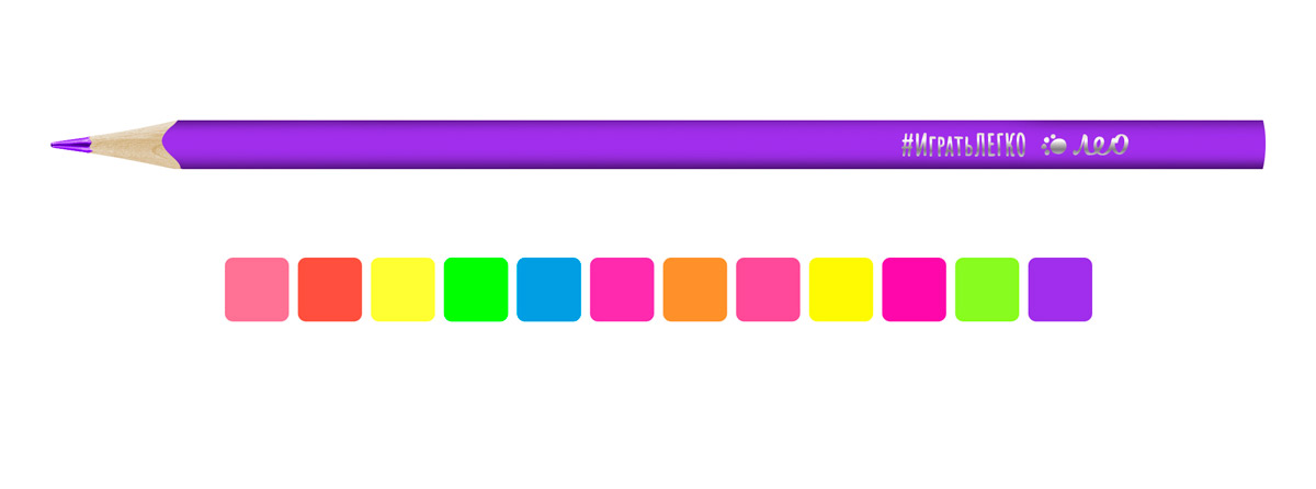 Цветные карандаши Лео Играй набор неоновых трехгранных карандашей заточенных 12 шт - фото 2