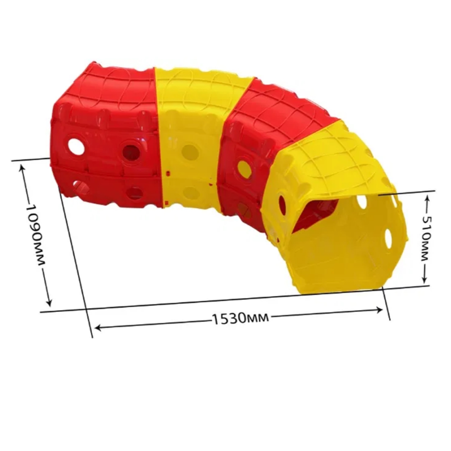 Игровой туннель для ползания Doloni из 4-х секций желто-красный 1х1.5х0.5 м - фото 2
