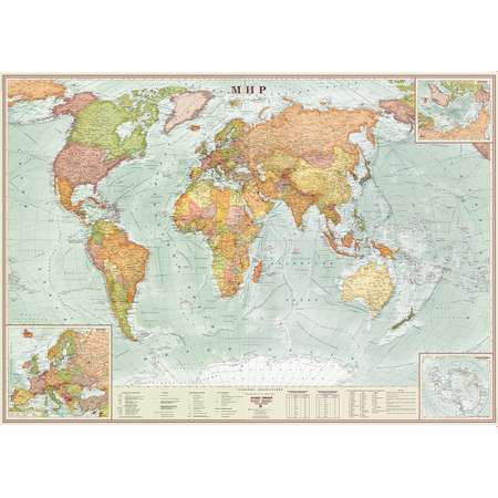 Карта настенная Атлас Принт Мир Экодизайн 2.02x1.43 м