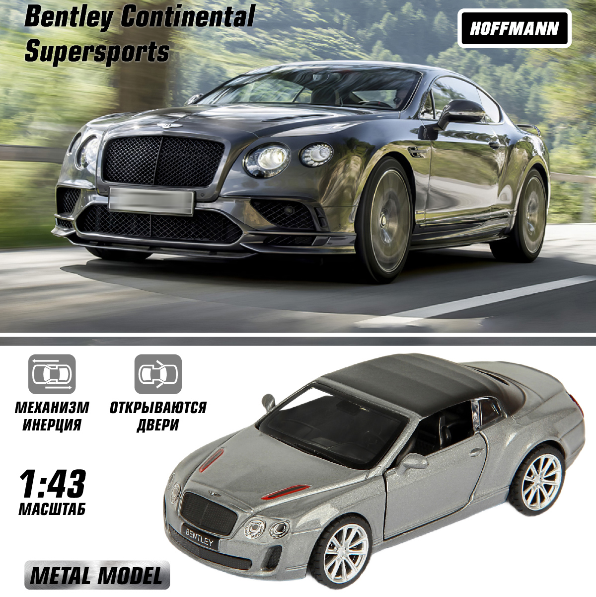 Машинки HOFFMANN 1:43 Bentley Continental Supersports металлическая 58011 - фото 1