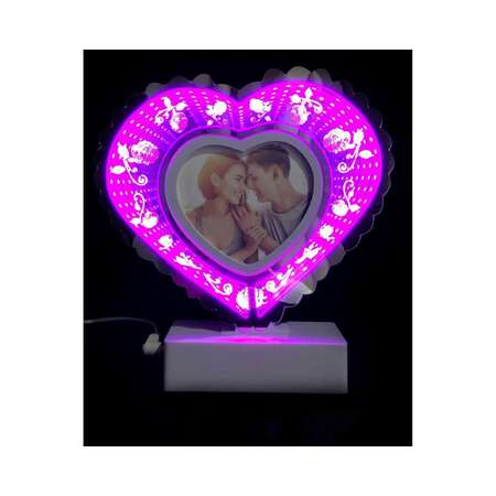 Фоторамка для фото NPOSS с розовой подсветкой Сердце