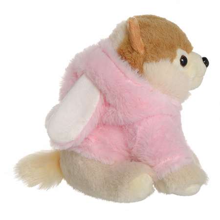 Мягкая игрушка ABTOYS Модные питомцы Собачка в костюме Розового кролика 18см