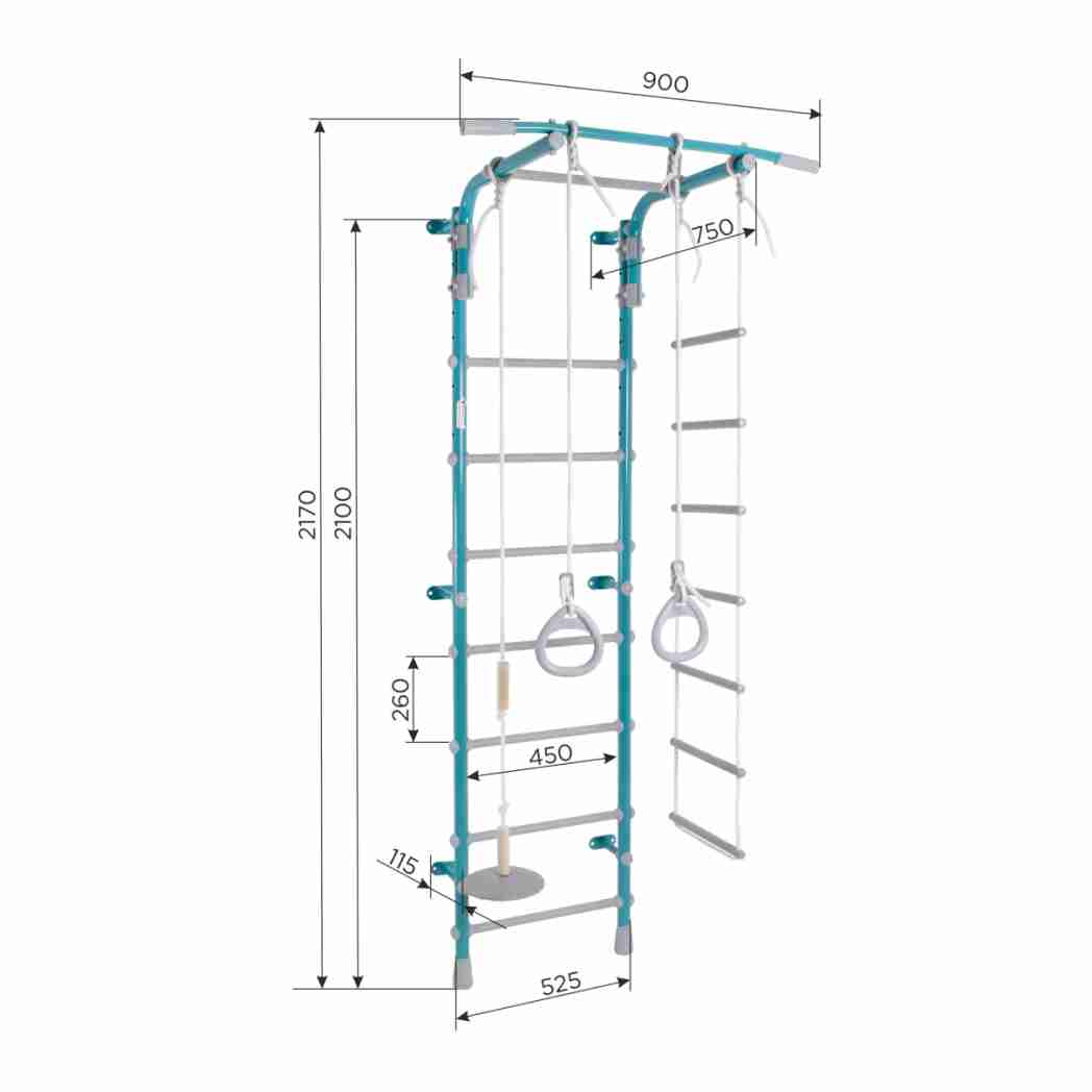 Шведские стенки Формула здоровья детский спортивный комплекс Pastel 2 пристенный white gray - фото 2
