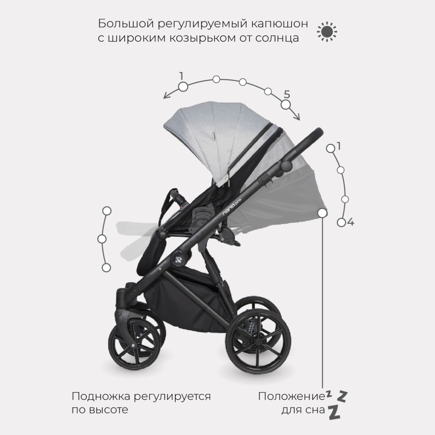 Коляска 2в1 Riko Nano Pro Grey Fox Серый - фото 5