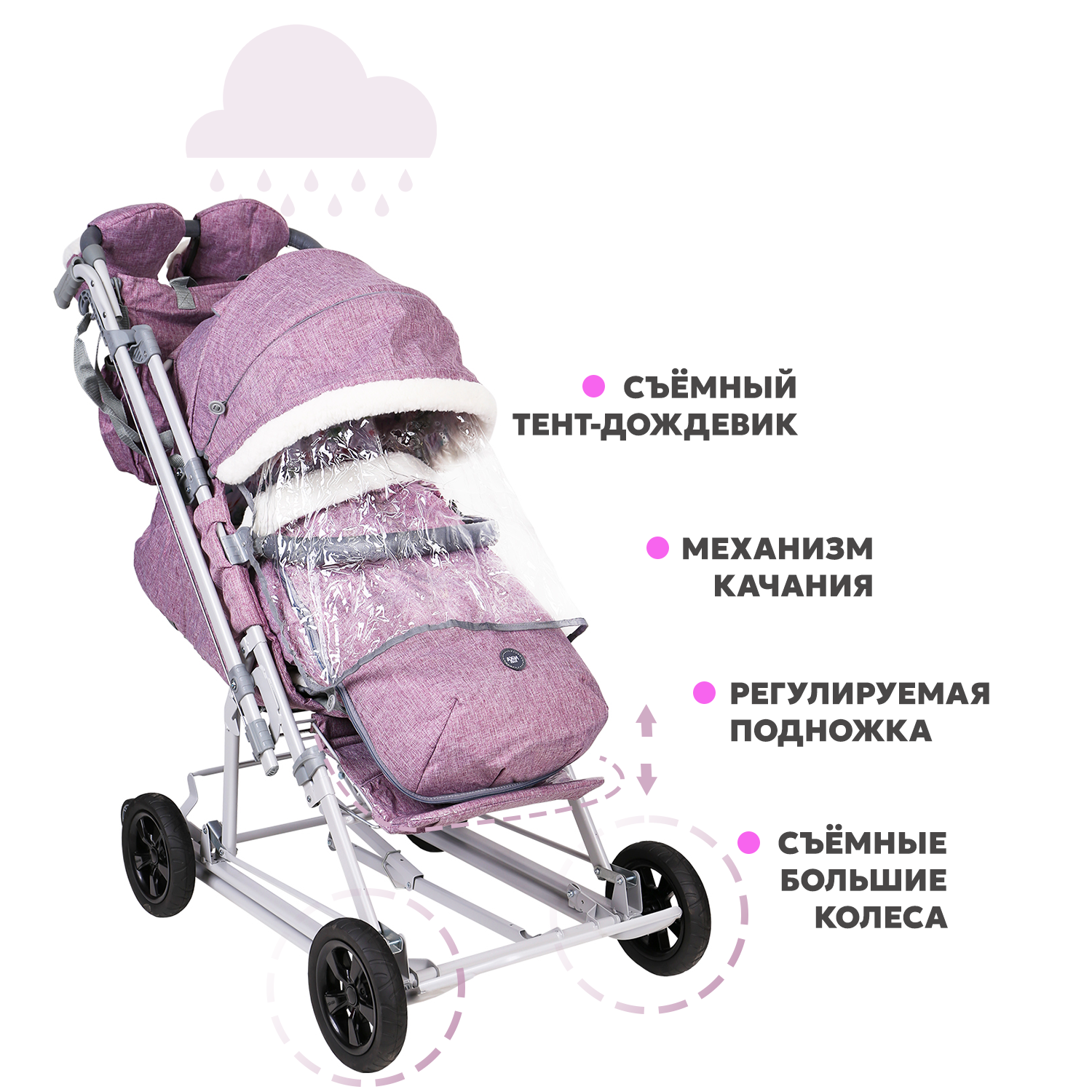 Коляска-трансформер Nika kids Ника детям 8-3Н вересковый НД8-3Н-ДМ/В - фото 4