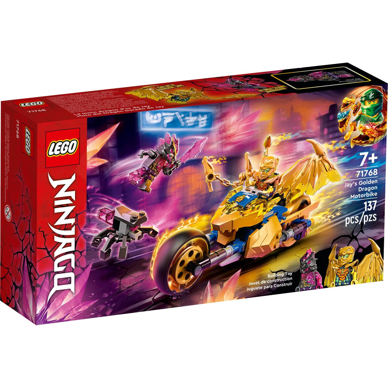 Конструктор LEGO Ninjago Мотоцикл Джея Золотой дракон 71768 купить по цене  1999 ₽ в интернет-магазине Детский мир