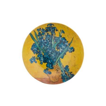Тарелка декоративная Elan Gallery Ирисы в вазе 20х20х2 см круг с крючоком с подставкой
