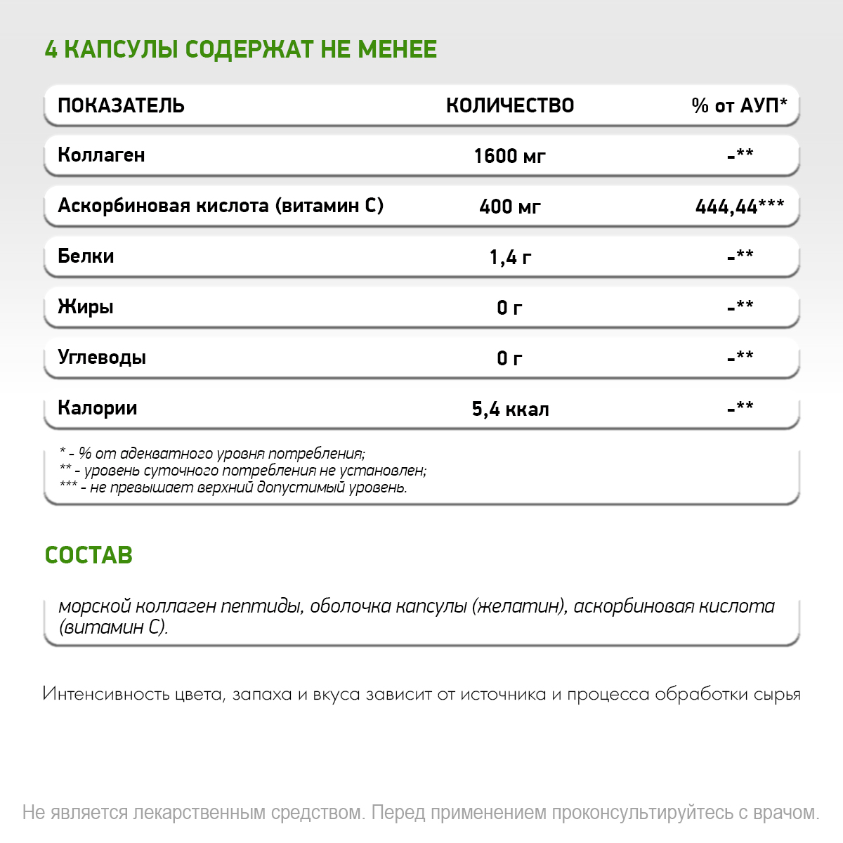 Морской коллаген Витамин С NaturalSupp Аскорбиновая кислота Эластичность кожи поддержка костей и суставов 120 капсул - фото 4