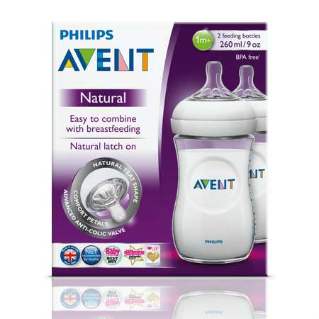 Бутылочка Philips Avent Natural 1 мес+ 260 мл 2 шт SCF693/27