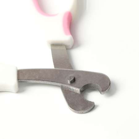 Ножницы-когтерезы Пижон средние с упором для пальца белые с розовым
