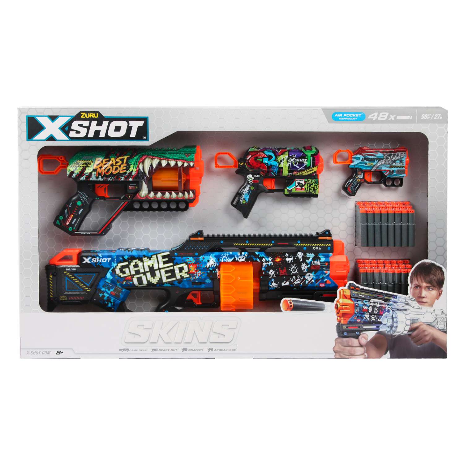 Набор игровой X-Shot Скинс Бластеры 4шт  - фото 3