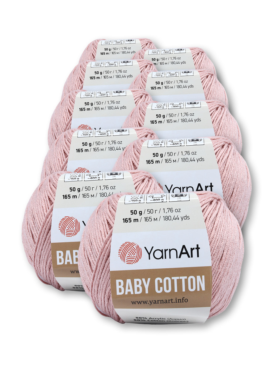 Пряжа для вязания YarnArt Baby Cotton 50гр 165 м хлопок акрил 10 мотков 413 розовый - фото 3