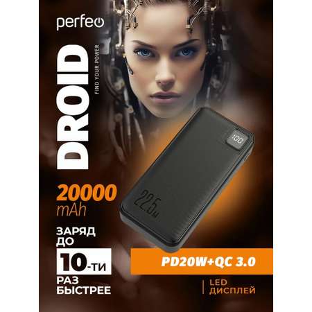 Внешний аккумулятор Perfeo Droid 20000 мАч черный