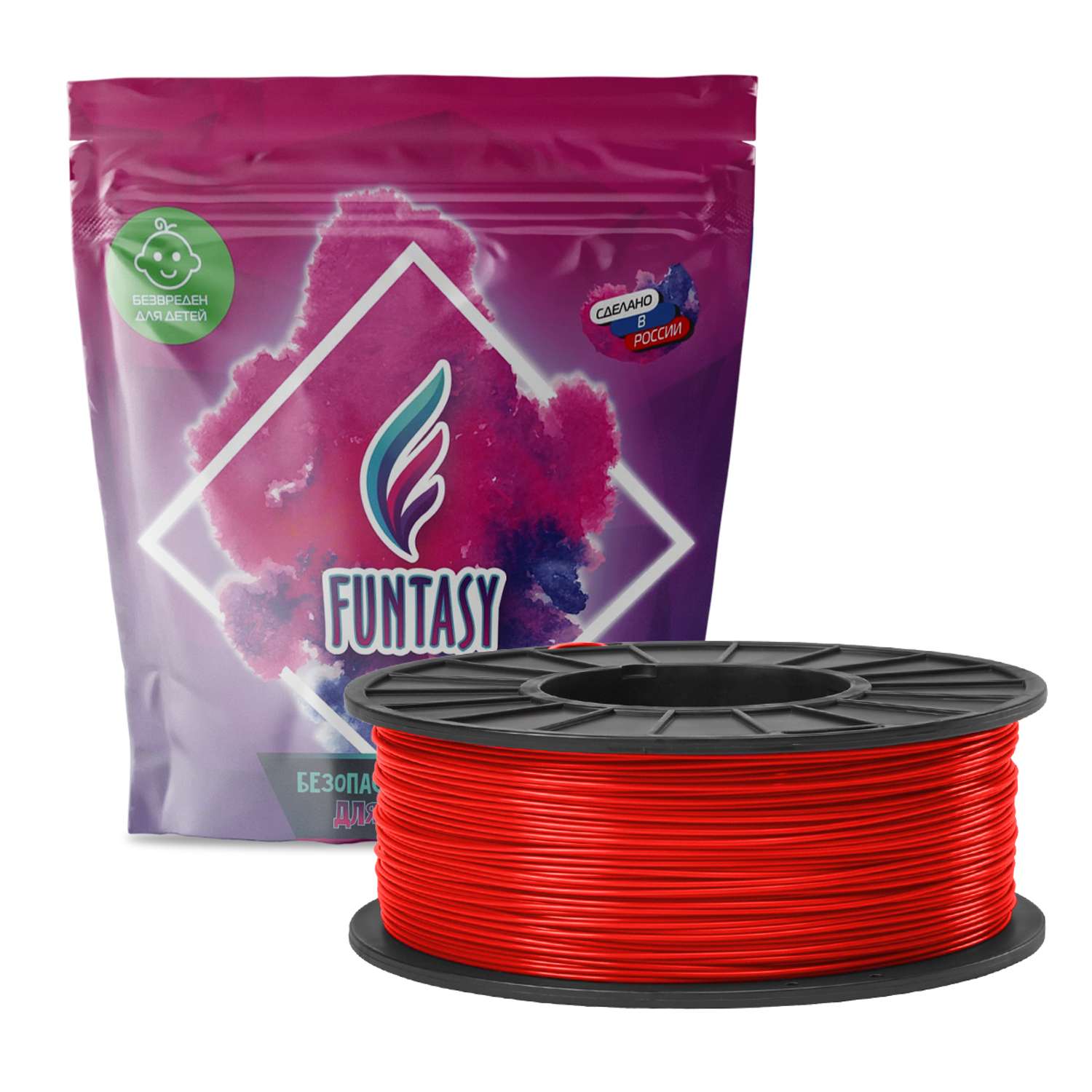 Пластик в катушке Funtasy PETG 1.75 мм 1 кг цвет красный - фото 1