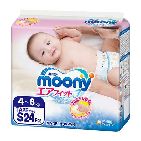 Подгузники Moony S 4-8кг 24шт