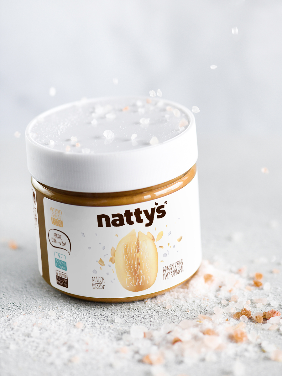 Паста арахисовая Nattys Sea Salt and Crunchy с кусочками арахиса и морской солью 325 г - фото 8