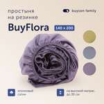 Простыня на резинке buyson BuyFlora Flowers хлопковый сатин 140x200