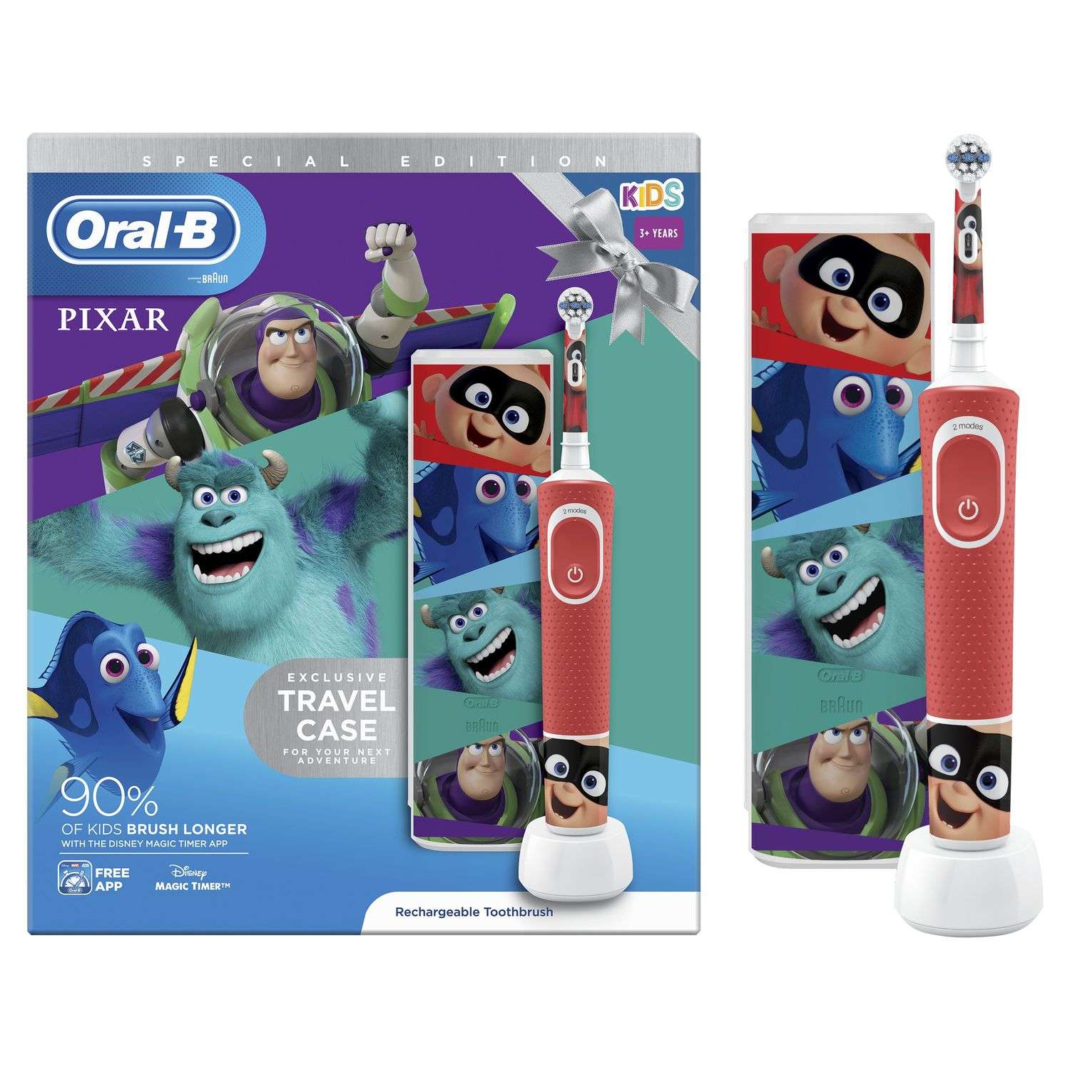 Зубная щетка Oral-B Pixar электрическая с чехлом и насадкой 80337576 - фото 1