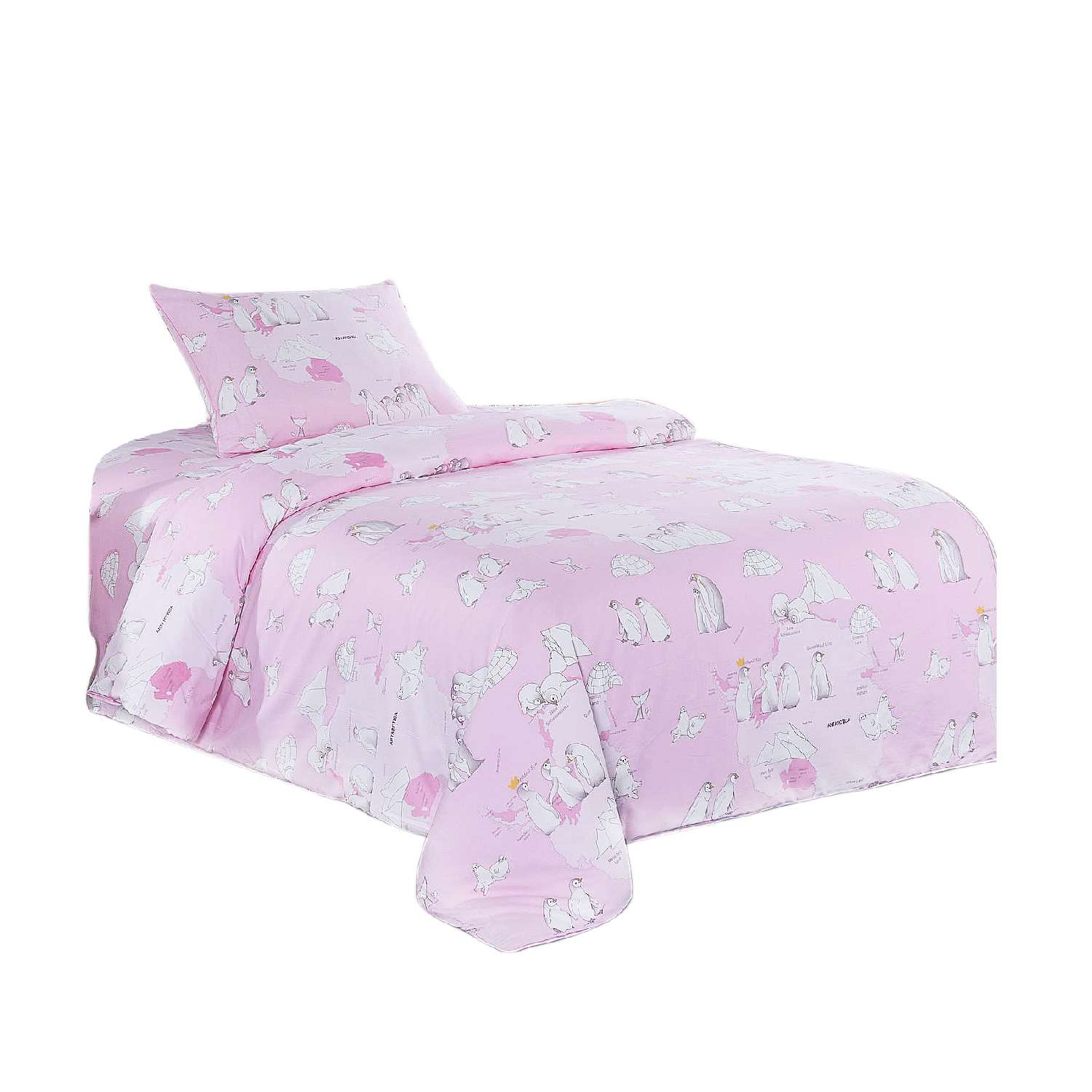 Комплект постельного белья Sofi de Marko 1.5 спальный Пингвины розовый - фото 1