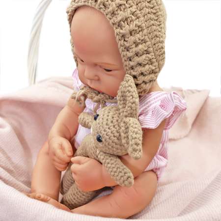 Набор для фотосессии младенца SHARKTOYS от 0 до 3 месяцев мягкая игрушка Зайчик и вязаная шапочка