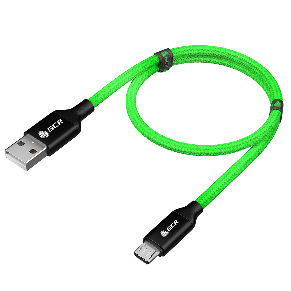 Кабель USB GCR 1.2m MicroUSB в зеленой нейлоновой оплетке GCR-52636 - фото 1