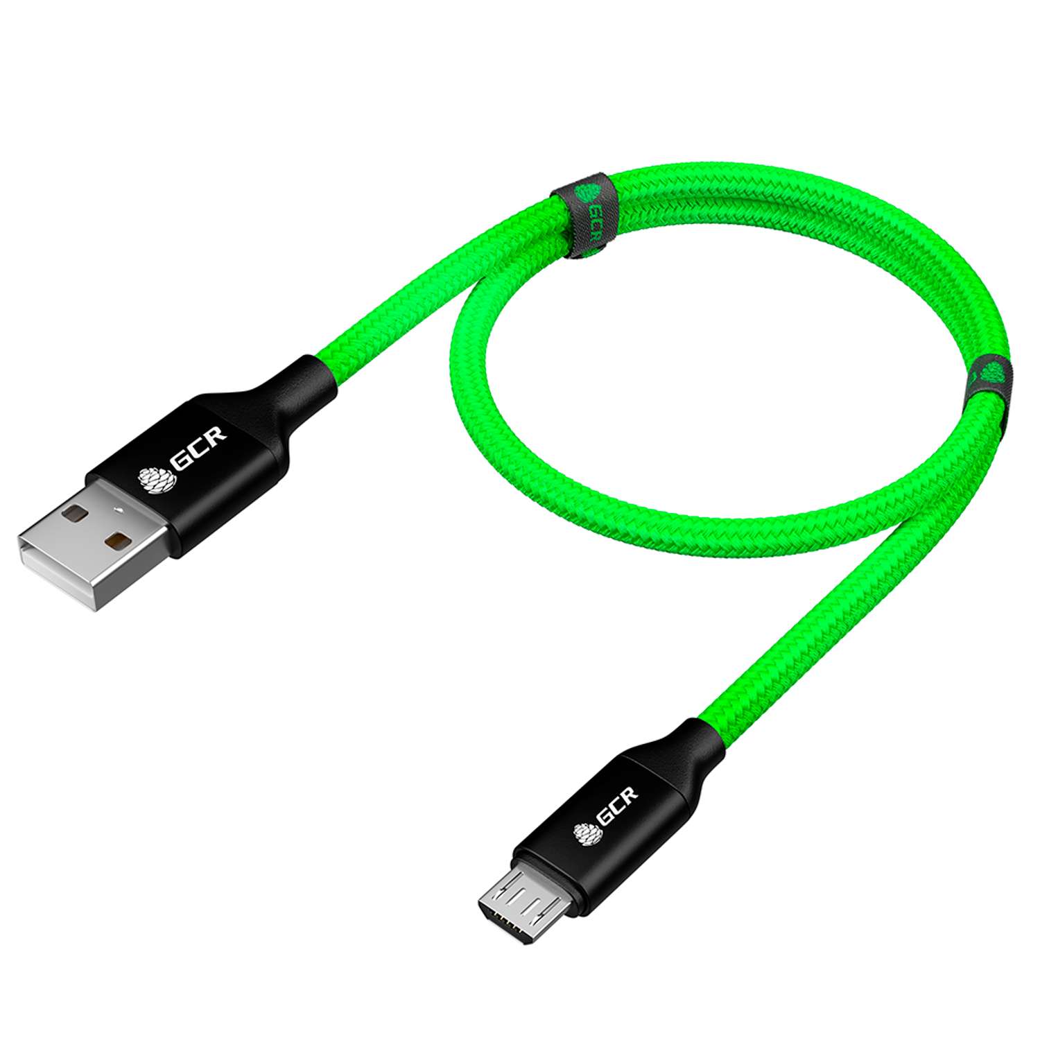 Кабель USB GCR 1.2m MicroUSB в зеленой нейлоновой оплетке GCR-52636 - фото 1