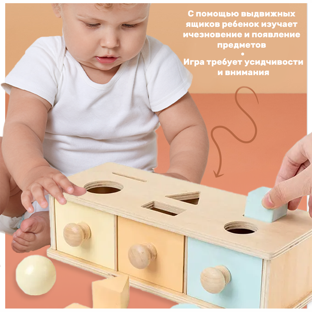 Учебное пособие LUCHINA toys Монтессори для малышей LUCHINA toys Сортер деревянный Развивающие игрушки обучающая игра. - фото 3